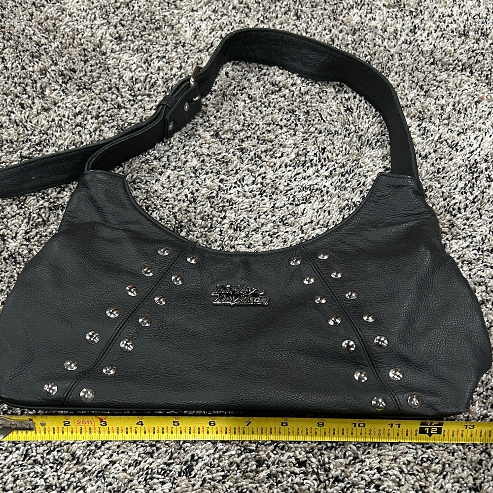 Vintage Harley Davidson Black Studded Shoulder Bag